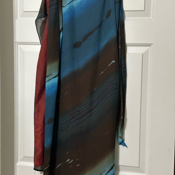 Vintage C’est Duo Brown & Blue Wrap Skirt in a Size Medium - Picture 7 of 8